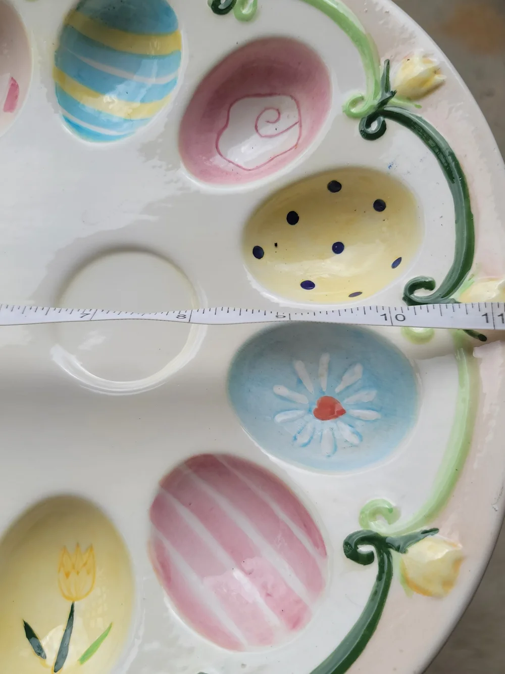 Vintage Hand-Painted Easter Egg Salt & Pepper Shakers on Pastel Egg Tray